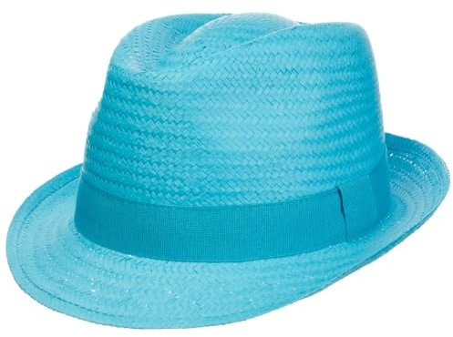 Chapeau Trilby Málaga en Paille chapeaux de paille Player (53 cm - turquoise)