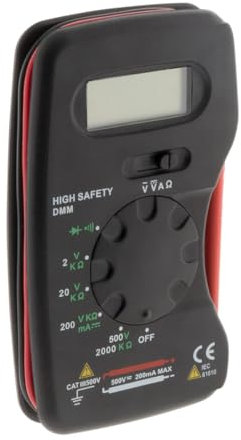 Zenitech - Tragbarer Digital-Multimeter 600V CAT III - LCD-Bildschirm, 6 Funktionen, Eingebaute Sonden - Niedriger Batteriestatus, 12V 23A Batterie Inklusive, Tragetasche - Schwarz - Kompakt