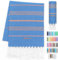 LeStoff Hamamtuch - 100% Bio-Baumwolle, 95 x 180 cm, Vorgewaschen, Saugstark, Schnelltrocknend, Leicht, Kompakt, Sporthandtuch, Fitness Handtuch, Yoga Handtuch, Handtuch groß (Sky Blue - Orange)