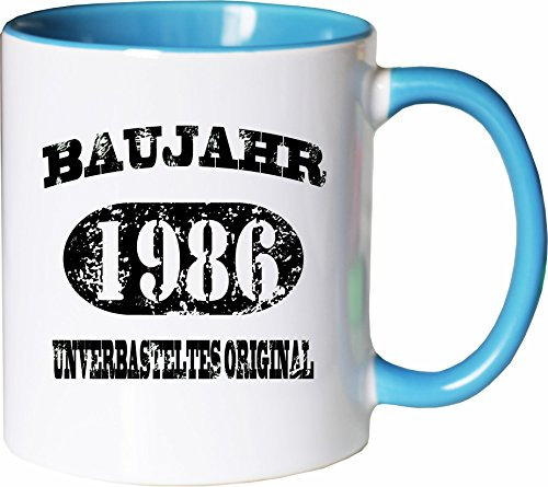 Mister Merchandise Tasse à café originale en 1986 avec amour imprimé des années 1986 Bleu clair