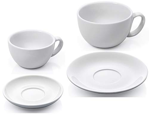 Gastro Spirit - 24-teiliges XL Kaffee-Tassen/Cappuccino-Tassen Set - Weiß, 280 ml + 350 ml, Porzellan, dickwandig