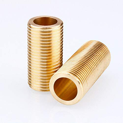 Threaded Tube 2PCS 1/2 Brass Running Nipple Long Threaded Plumbing Fitting for Tank Connectors (100mm)