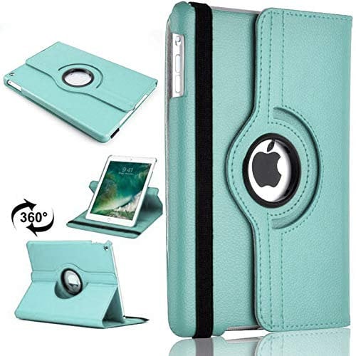 360 Rotate Case For iPad Mini 1, 2 & 3 Leather Stand Folio Cover (Light Blue)