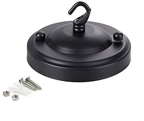 JJDD Carkio Retro Ceiling Light Plate,Black Vintage Iron Ceiling Hook Plate Pendant Lamp Roof Sucking Disk Chassis Disc Pendant Accessories for Wall Lamps, Ceiling Lamps, Chandeliers, Table Lamps