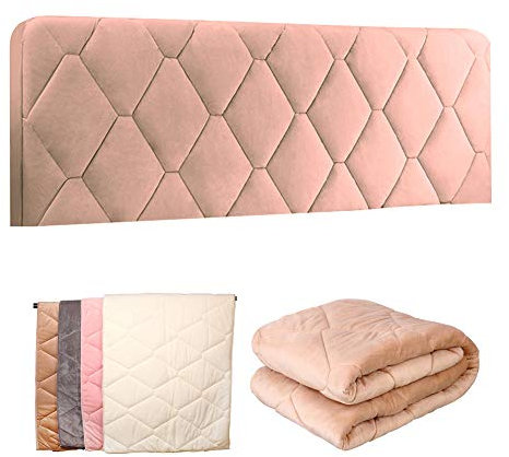 Smingm Boxspringbezug, Bett Kopfteil Husse/Bezug Verdicken Samt Stoff Stepp Einfarbig Staubhülle Husse Elastische All-Inclusive Kopfteilbezug Schlafzimmer Dekor Camel 150cmx73cm