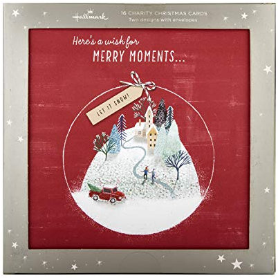 Hallmark Weihnachtskarten mit verschneiten Szenen, in Box, 16 Karten in 2 modernen illustrierten Designs