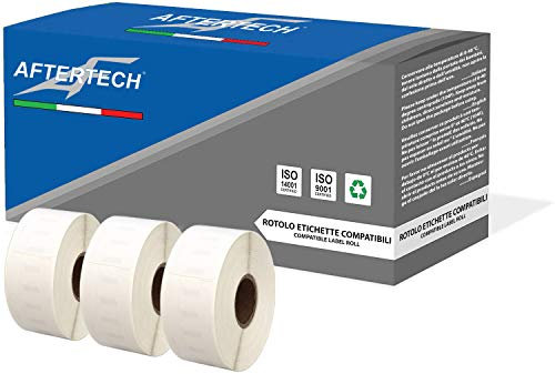 Aftertech 3x 11355 19x51mm Rollen kompatible Klebeetiketten (500 Etiketten/Rolle = 1500 insgesamt) für Dymo LabelWriter Seiko SLP Etikettendrucker S0722550 3x11355