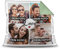 PR Print Royal Kissen mit Füllung - Fotocollage selbst gestalten mit Spruch - Love - mit Vier eigenen Fotos - Geschenkidee Fotokissen - Farbkissen Rückseite Seegrün