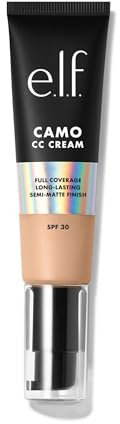 e.l.f. Camo CC Cream, Farbkorrigierende Foundation Mit Mittlerer Bis Voller Deckkraft Und LSF 30, Vegan & Tierversuchsfrei, Light 210 N, 30 g