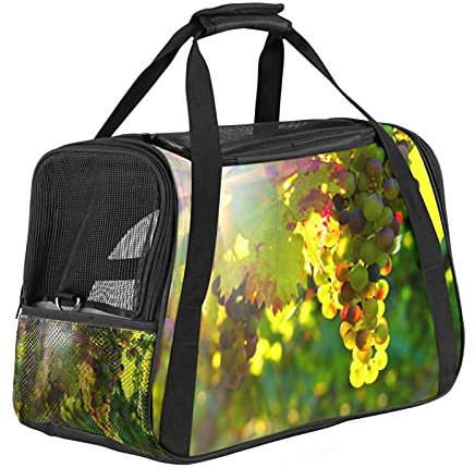 Transporttasche für Haustiere, Trauben, Sonne, Obst, Weinreben, weiche Seiten, für Katzen, Hunde, Welpen, bequem, tragbar, faltbar, für Fluggesellschaften zugelassen