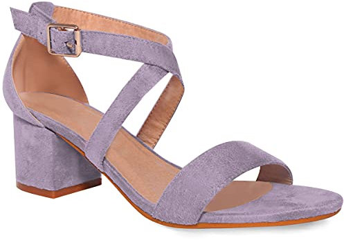 Womens Mid Block Heels Ankle Cross Over Strappy Open Toe Shoes Ladies Comfort Low Heeled Party Occasion Wedding Bridal Buckle Strap Slip On Heel Evening Dress Peep Toe Casual Sandals