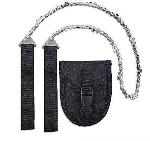 Portable Pocket Hand Chainsaw, Folding Survival Chain Saw with Belt Bag, Emergency Saw for Gardening Survival Outdoor Camping Wood Cutting Hiking Hunting Wood Cutting (Black)