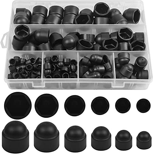 145 Stück Sechskant Abdeckkappen, Mutter und Schraube Abdeckungen, Kunststoff Kuppelschraube Mutter, Hexagon Schutzkappe Schraubenabdeckungen Mutternabdeckung mit Aufbewahrungsbox M4 M5 M6 M8 M10 M12
