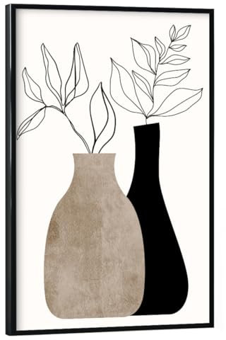 artboxONE Poster mit schwarzem Rahmen 45x30 cm Floral Gris En Gris - Bild vase abstrakt Blumen