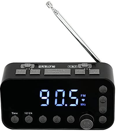 ASHATA Tragbares Radio, UKW-Radio, Dab-A1 Radiowecker, Dual-USB-Wecker mit Ladeanschluss, LCD-Display, Hintergrundbeleuchtung, Einstellbare Lautstärke, Radiowecker, 3,5-Zoll-Notfallradio