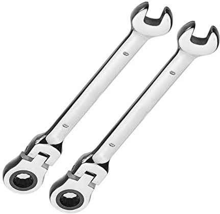 Vokenforu 9mm Ratchet Spanner,2 PCS Ratcheting Combination Wrench, Flex-Head Hardened Chrome Vanadium Steel Open End Spanner Metric