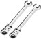 Vokenforu 9mm Ratchet Spanner,2 PCS Ratcheting Combination Wrench, Flex-Head Hardened Chrome Vanadium Steel Open End Spanner Metric