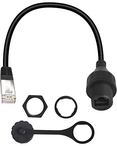 QIANRENON RJ50 10P10C Panel Mount Waterproof Connector CAT5e RJ50 Male to Female Outdoor Communication Extension Cable,IP67,Microphone Connections for Data and Mobile Radios,40cm/15.7in