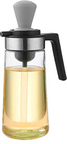 ZMREN Bottiglia dispenser per olio d'oliva, Bottiglia di olio in vetro da 500 ml con spazzola in silicone, per Cucina BBQ Pasta Insalata