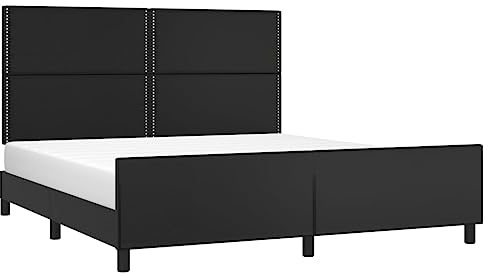 vidaXL Bettgestell mit Kopfteil Schwarz 180x200 cm Kunstleder