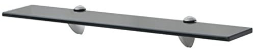 WIFESE Étagère Murale en Verre Trempé 60x10 cm Épaisseur 8 mm Noir Tablette Salle de Bain Chambre à Coucher Salon Étagère de Douche pour Coton Porte-savons Autres Accessoires