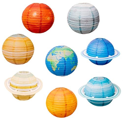 XNSHUN 8 Stück Planeten Papierlaternen, Hängende Dekorationen Papier Lampions Set Planeten Lampions, Himmelskörper Papierlaterne Für Kinder Thema Party Taufe Geburtstag Zimmerdeko
