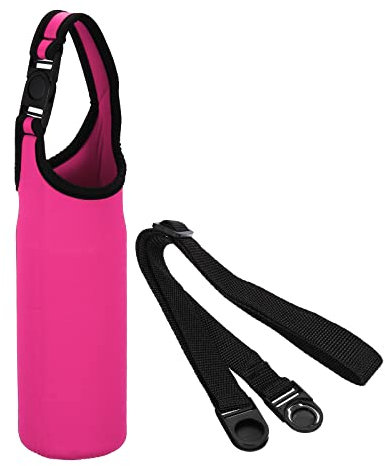 PATIKIL 67mmx185mm Water Bottle Sling Bag, 1 Pack Neoprene Portable Insulated Bottle Holder Carrier with Removable Adjustable Shoulder Strap, Rose Red