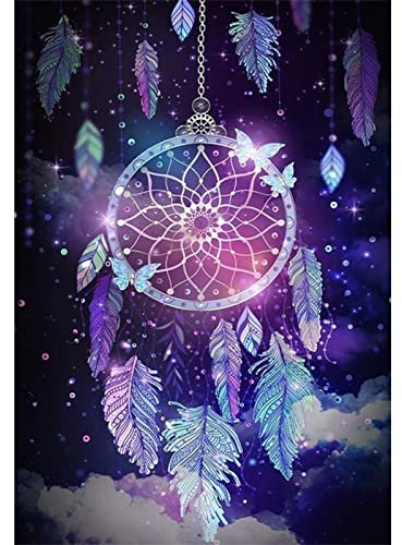 QENSPE 5D Diamond Painting Traumfänger Diamant Painting Bilder Schmetterlinge Diamond Art Erwachsene DIY Full Diamant Kunst Malerei Stickerei Set Kreuzstich Bilder Home Wand Dekor 30x40cm