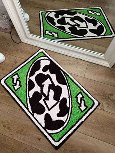 Estmy UNO Kartenteppich, modern, abstrakt, einzigartig, cool, lustig, 5x7.6 cm, kleine Fläche, für Badezimmer, Schlafzimmer, Küche, rutschfest, waschbar, flippig, ästhetisch, Geschenk für Sie,Ihn