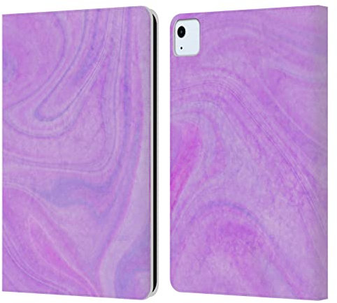Head Case Designs Offizielle Suzan Lind Violett Rosa Wirbel Aus Marmor Leder Brieftaschen Handyhülle Hülle Huelle kompatibel mit Apple iPad Air 2020/2022