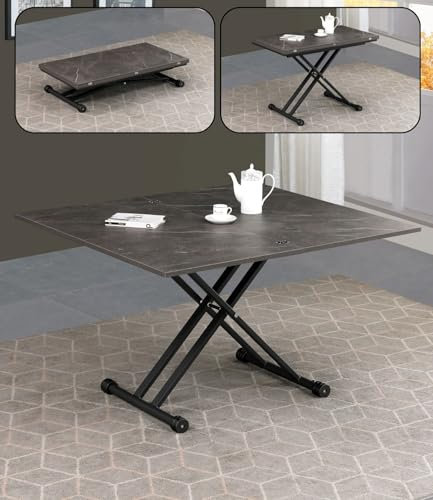 VOLERO' Wandelbarer platzsparender Tisch; höhenverstellbarer ;Modell Ulisse Medium, Lift-Tisch ;Verstellbarer wohnzimmertish (Betongrau)