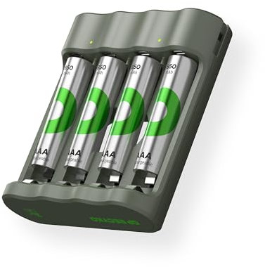 GP ReCyko USB Battery Charger AA AAA Includes 4 Batteries AAA 850 mAh NiMH 1.2 V Battery Charger with Rechargeable Batteries AAA