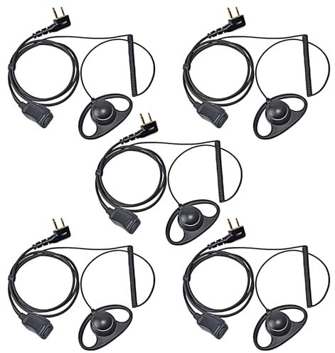 HYSHIKRA D-Form Kopfhörer Headset Kompatibel mit Midland G7 pro G8 G9 pro M24 M24 Plus M48 M99 G6 XT G7 XTR | Security Softair (5, D-förmig)