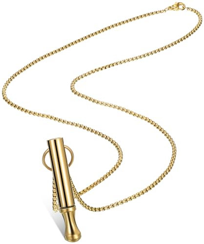 Fiada Halskette für bewusstes Atmen aus Edelstahl, Halskette zur Linderung von Angstzuständen, tiefe Atemübungen, Anti-Stress, Meditation (Gold, klassisch)