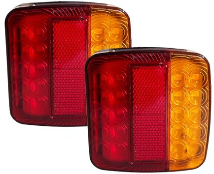 LC-AUTO 2PCS 12V LED Rear Tail Lights Trailer Light Multi Function Stop Brake Light Turn Signal Indicator License Plate Lamp Universal for Caravan Van Boat Camper Truck Lorry Tractor
