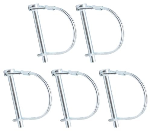Hocansen 5 Stück D-Form Splint 6x55mm Welle Verriegelung Stift Anhänger Oberlenkerbolzen mit Rastverschluss für Rasen, Garten, Landwirtschaft（6*55mm/DX）