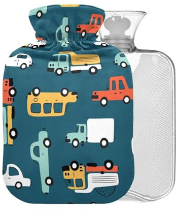 Cartoon Spielzeug Cars Wärmflasche mit Bezug, 1 l, kleiner Wärmbeutel zur Schmerzlinderung, Krämpfe, BAP-frei