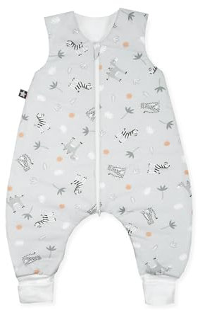 Julius Zöllner Schlafoverall Jumper Jersey, warme Füllung 2,5 TOG, waschbar bei 60°C, Made in Germany, Oeko TEX Standard 100, Savanne grau, Gr. 80