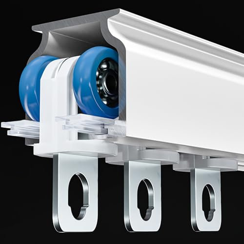 Aluminium-Gardinenschiene, Schwerlast-Vorhangschiene, Raumteiler-Vorhangstange, 1-4m Gardinenschiene, Decken-/Wandmontage (Color : White-Ceiling, Size : 1m/3.3ft)