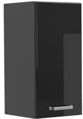 Vicco Hängeschrank R-Line, hängender Küchenschrank, Schwarz Hochglanz/Anthrazit, 30 cm