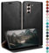 HUOUH für Samsung Galaxy S21 FE Hülle mit RFID Schutzhülle aus Lederhülle Handyhülle,360 Grad Schutz Case,Kartenfach Leder ständer Handy hülle für Samsung S21 FE Klapphülle Wallet Cover Schwarz