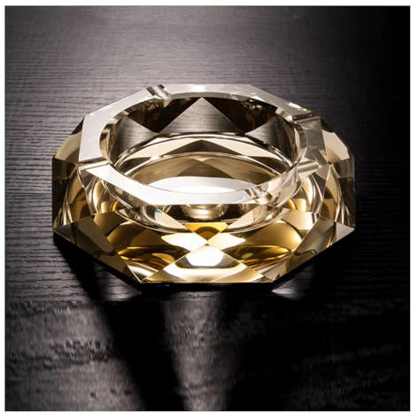 Grande Cendrée En Verre En Vitre Grand Porte-frêne En Verre À Cristal Carré À L'intérieur Du Porte-cendre À Cigarette, Plateau De Cendres Fumeurs De Bureau gold-18cm
