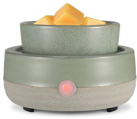 copinpin Wax Melt Warmer, Ceramic Electric Candle Wax Warmer 3-in-1 Oil Burner Fits Yankee Large Jar, Scented Candle Holder for Home Decor Thanksgiving Christmas Day Gifts (02-Light Green)