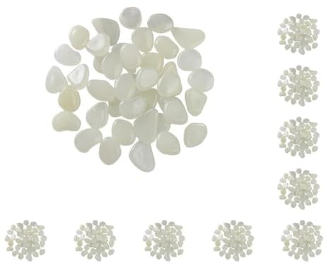 10 Set 50 Stück Leuchtsteine Kieselsteine Deko Dekor Glow in the Dark Felsen Weiß