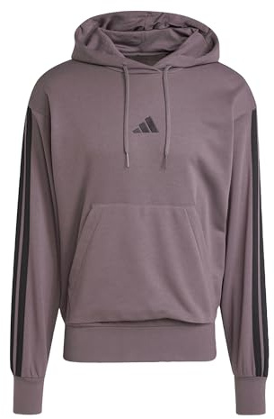 adidas Herren Essential Three Stripes French Terry Hoodie, Grey Strata/Black, L