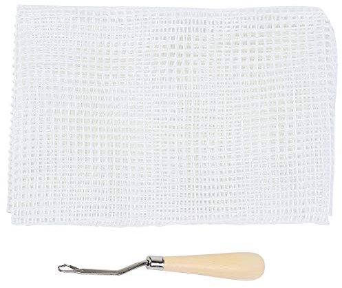 DIY Handgemachtes Häkelteppich-Set, Glasfaser-Webwerkzeuge, Geeignet für Heimtextilien und Kunsthandwerk, Einfach zu Bedienen, Tolles Geschenk für (Netzstoff 50 cm + Häkelnadel