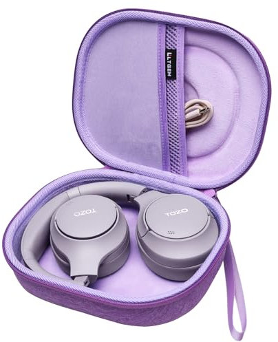 LTGEM - Funda rígida de EVA para auriculares TOZO HT2, Bose, JBL, Beribes, Sony, Skullcandy, Soundcore Anker, Raycon (morado). Solo funda