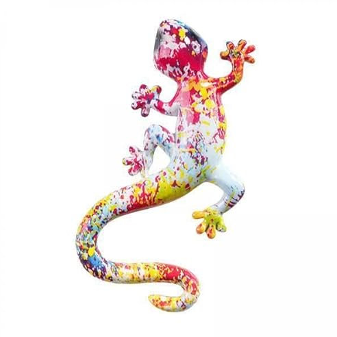 perfk 4X Gecko Wandkunst, Dekoration, Gecko Wandskulptur, Kunstwerk, DIY, Kreative Verzierung, Geburtstagsgeschenk, Tierstatue, Gecko Figur für Wohnzimmer U