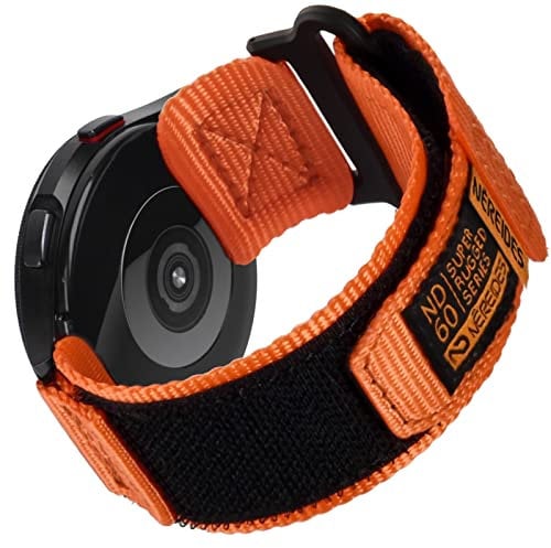Nereides Compatible with Samsung Galaxy Watch Strap 7 6 5 4 FE 40mm 44mm/6 Classic 43mm 47mm/5 Pro 45mm/4 Classic 42mm 46mm/Active 2, 20mm Nylon Replacement Sports Band for Men Women (XL, Orange)