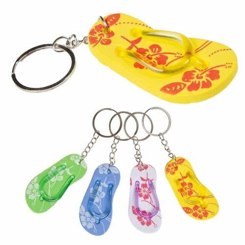 BEMIRO 4 Stück Mini Flip Flop Schlüsselanhänger - ca. 6,5 cm Mit Schaumstoffsohle Niedliche Gestaltung